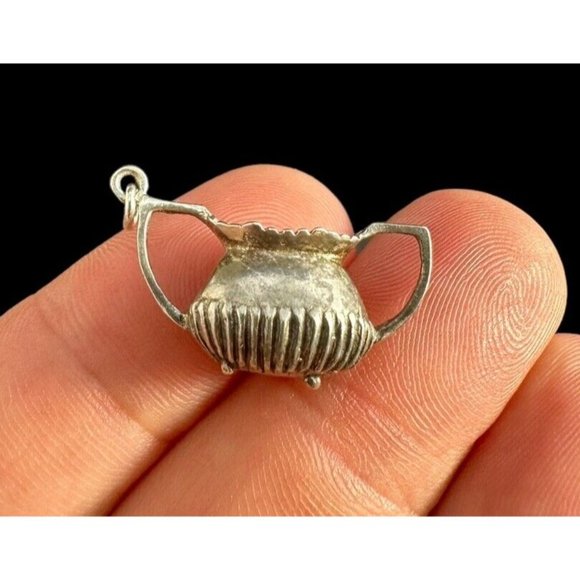 Charm Pendant Signed 925 REO 3D Teapot Sterling Silver Vintage Dangle - Picture 3 of 6